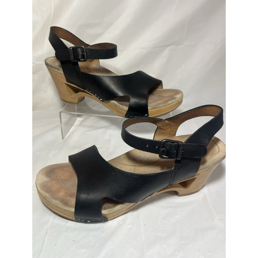 Dansko Tasha Black Leather Slingback Wedge Clog Sandals size 39 Us size 8.5-9 - Picture 15 of 15